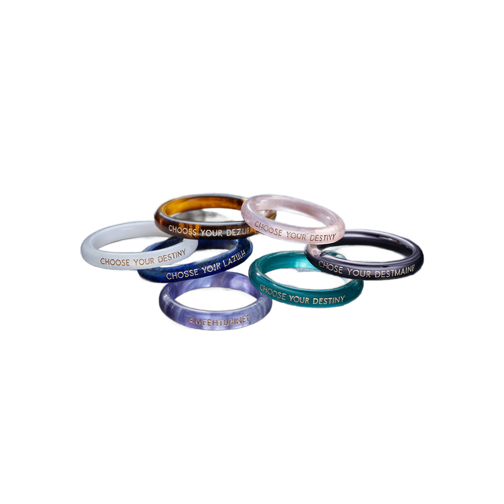 "Choose Your Destiny" Engraved Crystal Rings
