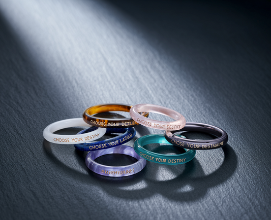 "Choose Your Destiny" Engraved Crystal Rings