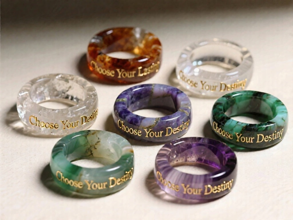 "Choose Your Destiny" Engraved Crystal Rings