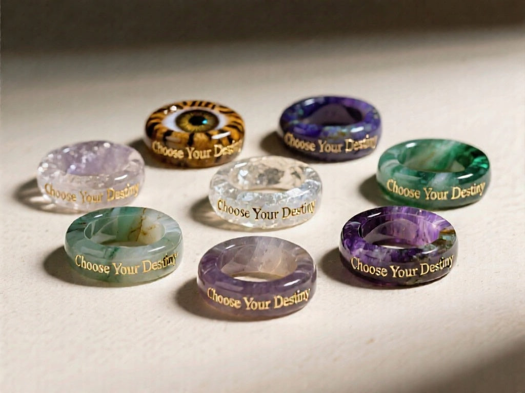 "Choose Your Destiny" Engraved Crystal Rings